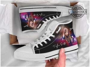 taylor swift custom shoes taylor swift fan art high top sneakers custom name lover swifties fan gift black and white sole for womens mens laughinks 3