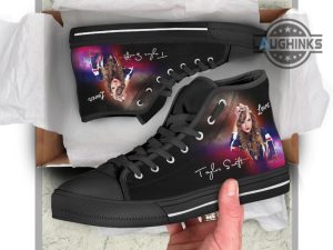 taylor swift custom shoes taylor swift fan art high top sneakers custom name lover swifties fan gift black and white sole for womens mens laughinks 4