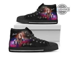 taylor swift custom shoes taylor swift fan art high top sneakers custom name lover swifties fan gift black and white sole for womens mens laughinks 5