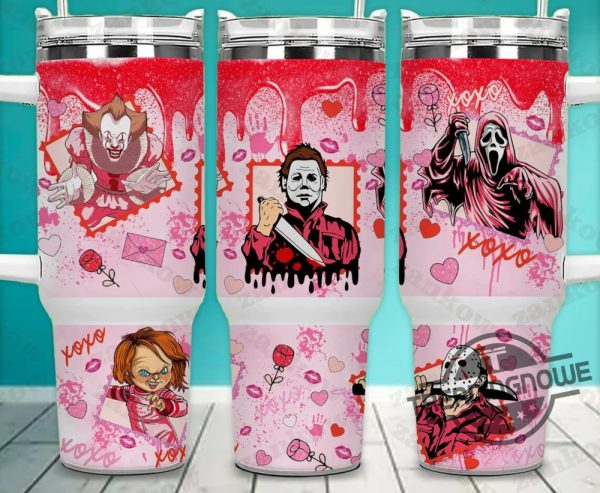 Valentines Day Horror Characters Stanley Tumbler Disney Valentine Tumbler Disney Stanley Tumbler Valentines Day Cup trendingnowe 1