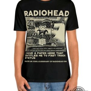 radiohead t shirt sweatshirt hoodie mens womens rock band vintage shirts in rainbows radiohead crewneck tshirt i have a paper here entitles me fast track status laughinks 2