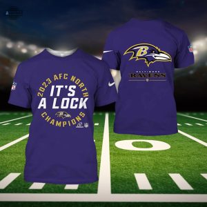 baltimore ravens hoodie sweatshirt tshirt mens womens ravens 2023 afc north champions its a lock all over printed 3d shirts nfl football crew neck gift laughinks 1