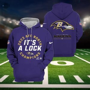 baltimore ravens hoodie sweatshirt tshirt mens womens ravens 2023 afc north champions its a lock all over printed 3d shirts nfl football crew neck gift laughinks 2