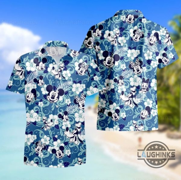 disney button up shirt minnie mouse mickey mouse donald duck floral hawaiian shirt and shorts disneyland aloha beach summer vacation set laughinks 1