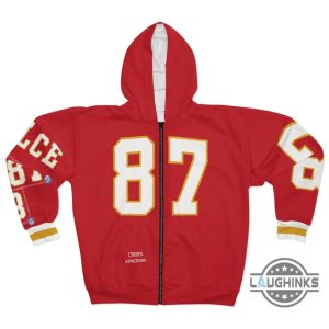 chiefs hoodie zip up hoodie tshirt sweatshirt taylor swift wears travis kelce jacket 87 cosplay shirts taylors boyfriend kansas city chiefs football laughinks 3