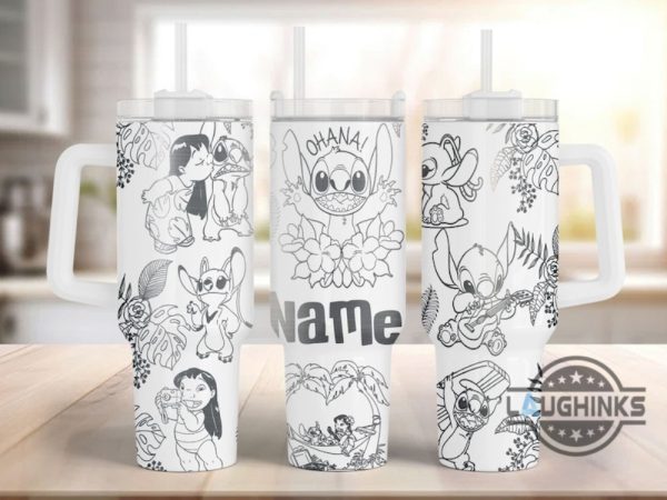 stitch stanley cups 40 oz lilo and stitch ohana 40oz engraved tumbler disney laser engraved cup with handle custom name stitch and angel tropical travel mugs laughinks 1