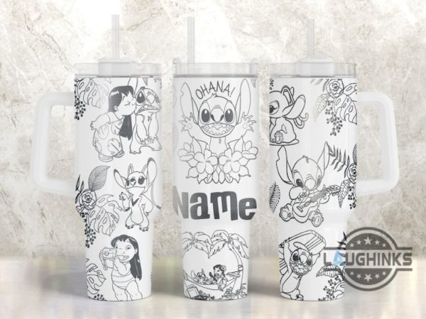stitch stanley cups 40 oz lilo and stitch ohana 40oz engraved tumbler disney laser engraved cup with handle custom name stitch and angel tropical travel mugs laughinks 3