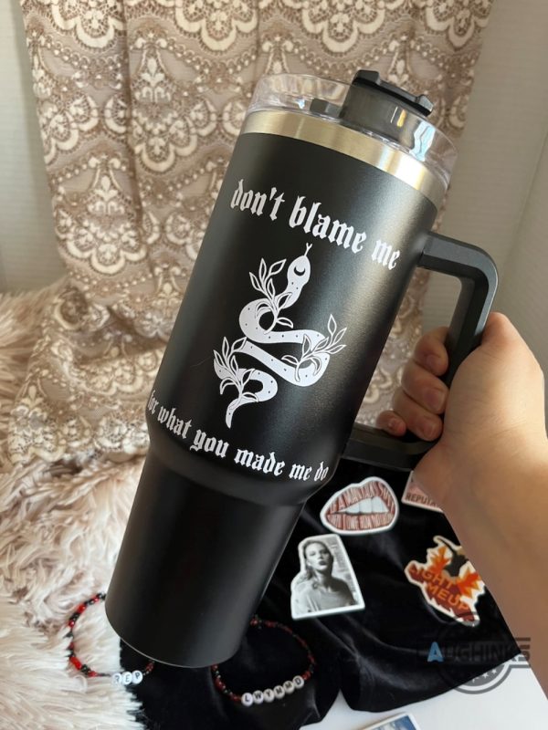 reputation taylor swift tumbler 40 oz black snake stanley cup 40oz dupe dont blame me for what you made me do eras tour reputation travel mugs laughinks 1