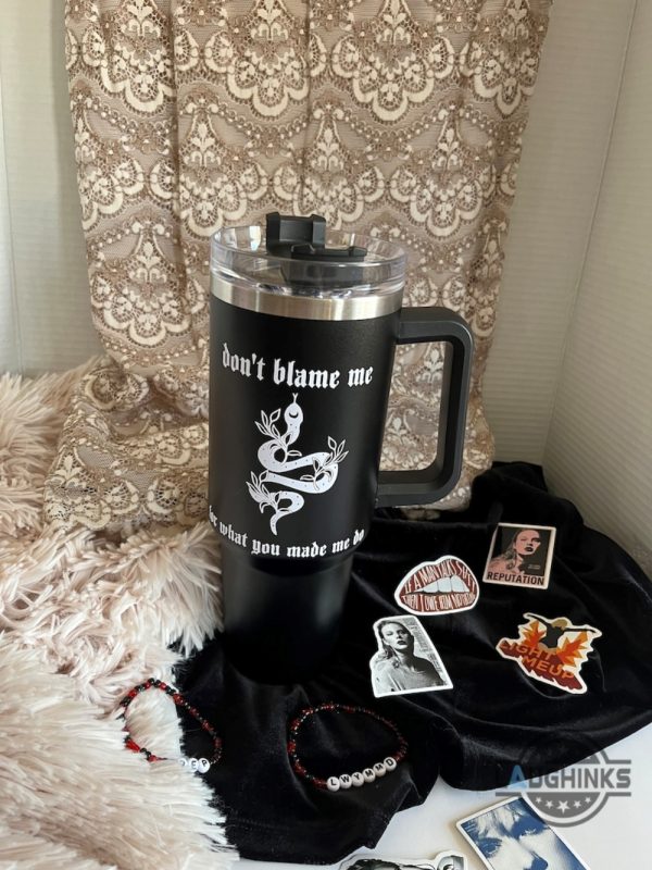 reputation taylor swift tumbler 40 oz black snake stanley cup 40oz dupe dont blame me for what you made me do eras tour reputation travel mugs laughinks 2