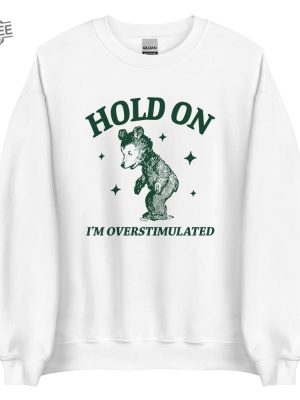 Hold On Im Overstimulated Unisex Heavy Blend Crewneck Sweatshirt Retro Bear Cartoon Vintage Cartoon Bear Aesthetic T Shirt Unique revetee 5