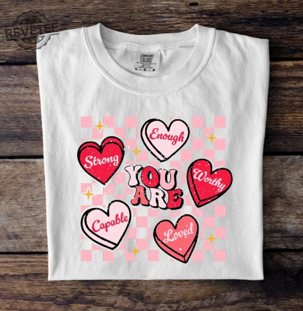 Positive Affirmations Shirt Teacher Valentine Day Gift Candy Heart Tshirt Valentines Day Tee Valentines Shirt For Teacher Unique revetee 2