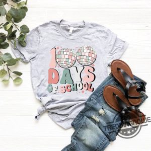 Retro 100 Days Shirt Disco Ball 100Th Day Of School 2024 Funny Kid Shirt 100 Days Celebration Tshirt Kindergarten Shirt trendingnowe 1