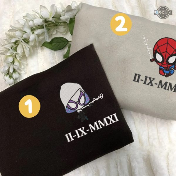 spiderman valentines sweatshirt hoodie tshirt couples matching embroidered shirts custom roman numeral tees spider man and woman gwen laughinks 2