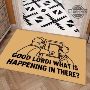 good lord what is happening in there doormat personalized funny the simpsons welcome mats housewarming gift home decor pointing hand laughinks 2