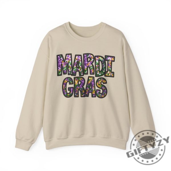 Mardi Gras Shirt Cute Mardi Gras Sweater Louisiana Parade Krewe Tshirt New Orleans Sweatshirt Flower De Luce Hoodie Faux Glitter Design Printed On Shirt giftyzy 2