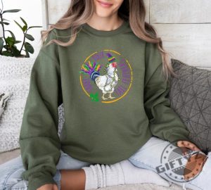 Mardi Gras Chicken Shirt Shake Your Tail Feather Nola Sweatshirt Fat Tuesday Carnival Hoodie Fleur De Lis New Orleans Tshirt Mardi Gras Shirt giftyzy 2