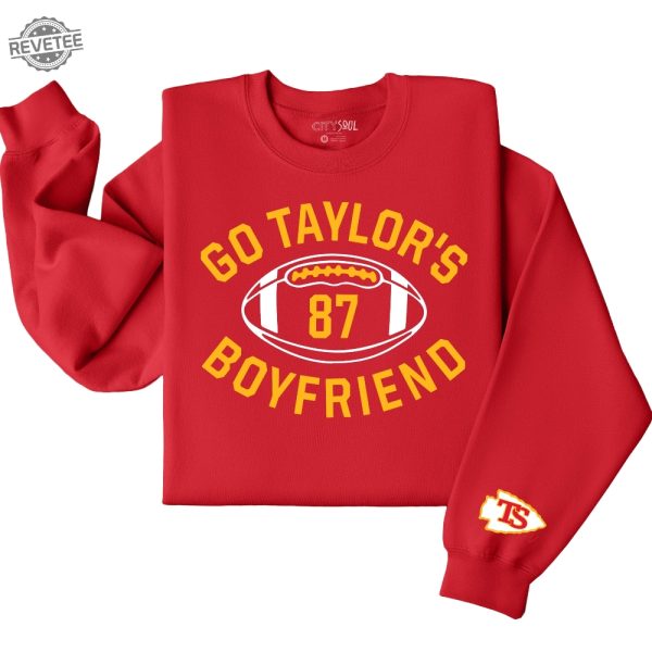 Go Taylors Boyfriend Funny Travis Kelce Taylor Shirt 87 Kansas City Football Shirts Funny Taylor Travis Shirt For Football Games Unique revetee 2