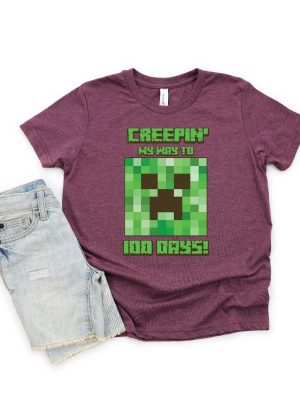 Minecraft Creepin My Way To 100 Days Shirt Creeper Face Minecraft Shirt 100 Days Of School Minecraft Shirt Minecraft Shirt For Kids Unique revetee 2