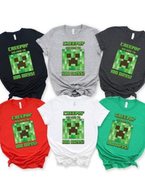 Minecraft Creepin My Way To 100 Days Shirt Creeper Face Minecraft Shirt 100 Days Of School Minecraft Shirt Minecraft Shirt For Kids Unique revetee 4