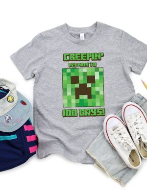 Minecraft Creepin My Way To 100 Days Shirt Creeper Face Minecraft Shirt 100 Days Of School Minecraft Shirt Minecraft Shirt For Kids Unique revetee 5