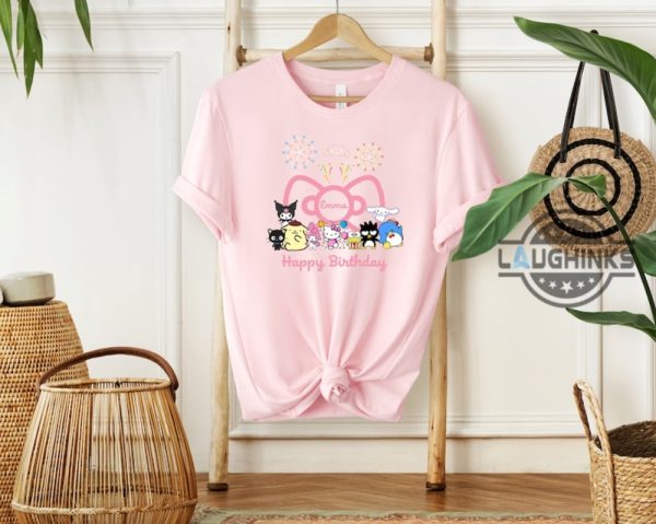 hello kitty birthday shirt sweatshirt hoodie adults kids custom y2k cute pink cat cartoon shirts family matching shirt sanrio birthday gift laughinks 2