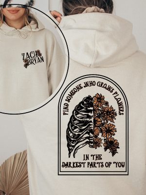 Zach Bryan Sweatshirt Front And Back Sweatshirt Find Someone Who Grows Flowers Hoodie American Heartbreak Tour Hoodie revetee 2