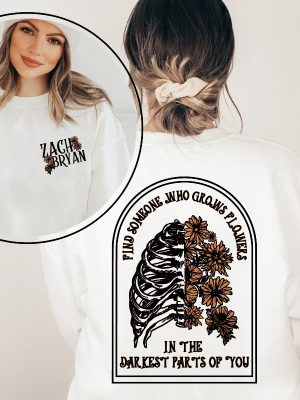 Zach Bryan Sweatshirt Front And Back Sweatshirt Find Someone Who Grows Flowers Hoodie American Heartbreak Tour Hoodie revetee 3