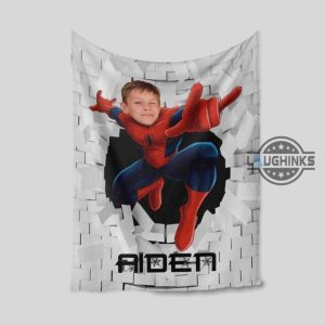 spiderman fleece blanket custom face photo marvel super hero sherpa cozy plush blankets for children sons spider man room decor gift laughinks 3