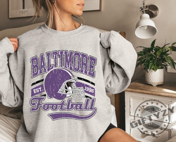 Baltimore Football Shirt Trendy Vintage Style Football Tshirt For Game Day Hoodie Baltimore Ravens Gifts Ravens Football Sweatshirt Ravens Shirt giftyzy 2