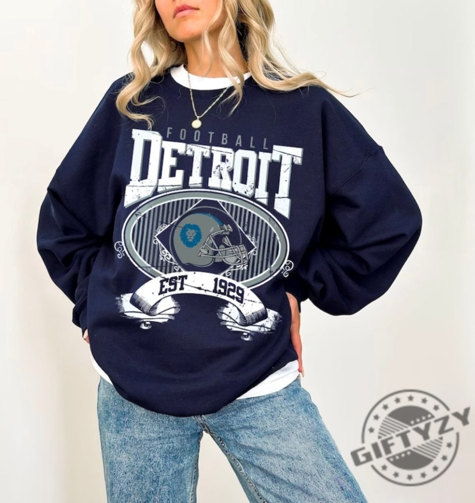 Vintage Detroit Football Shirt Detroit Football Crewneck Sweatshirt Detroit Lions Football Tshirt Detroit Football Hoodie Fan Lions Football Shirt giftyzy 1