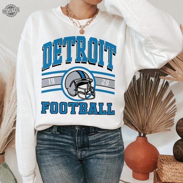 Vintage Detroit Football Crewneck Sweatshirt Detroit Football Sweatshirt Detroit Football Shirt Detroit Fan Gift Shirt Sunday Football Unique revetee 4