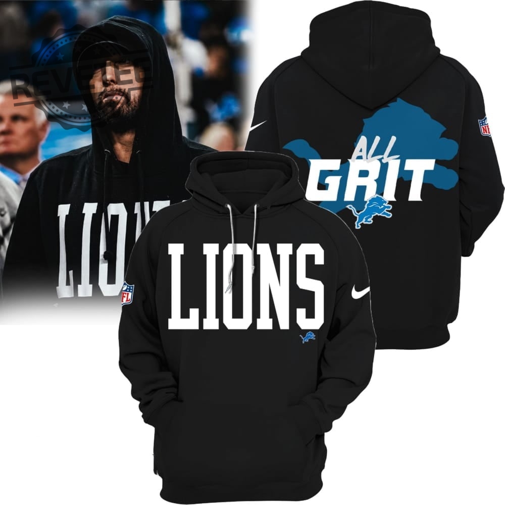 Eminem X Lions All Grit Hoodie Eminem Detroit Lions Shirt Sweatshirt Long Sleeve Shirt Unique