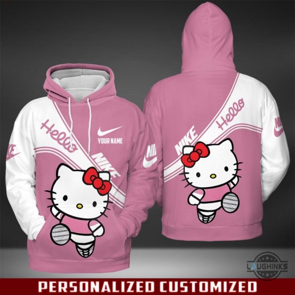 hello kitty nike hoodie tshirt sweatshirt mens womens all over printed custom name pink so cute cartoon cat 3d shirts sanrio hello kitty sports gift laughinks 1