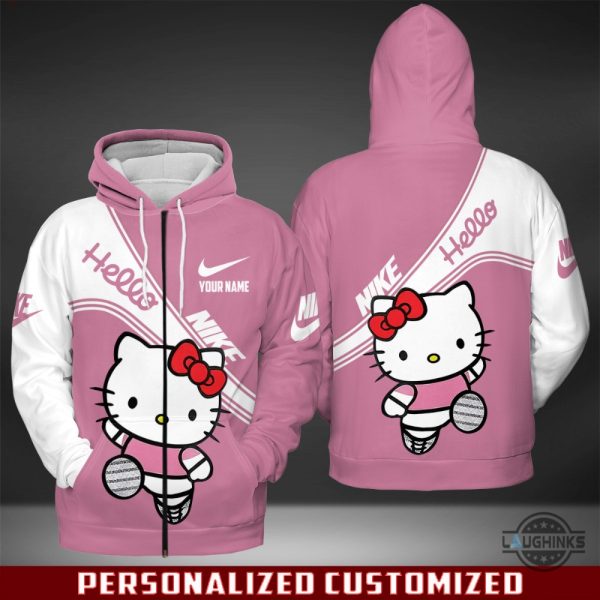 hello kitty nike hoodie tshirt sweatshirt mens womens all over printed custom name pink so cute cartoon cat 3d shirts sanrio hello kitty sports gift laughinks 2