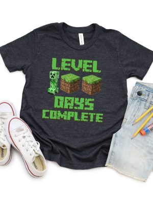 Minecraft 100 Days Of School Shirt Creeper Face Minecraft Shirt Level 100 Days Complete Shirt Creeper Shirt Funny 100 Days Of School Tee Unique revetee 2