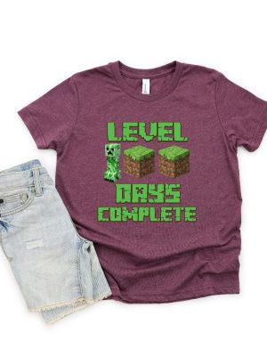 Minecraft 100 Days Of School Shirt Creeper Face Minecraft Shirt Level 100 Days Complete Shirt Creeper Shirt Funny 100 Days Of School Tee Unique revetee 3