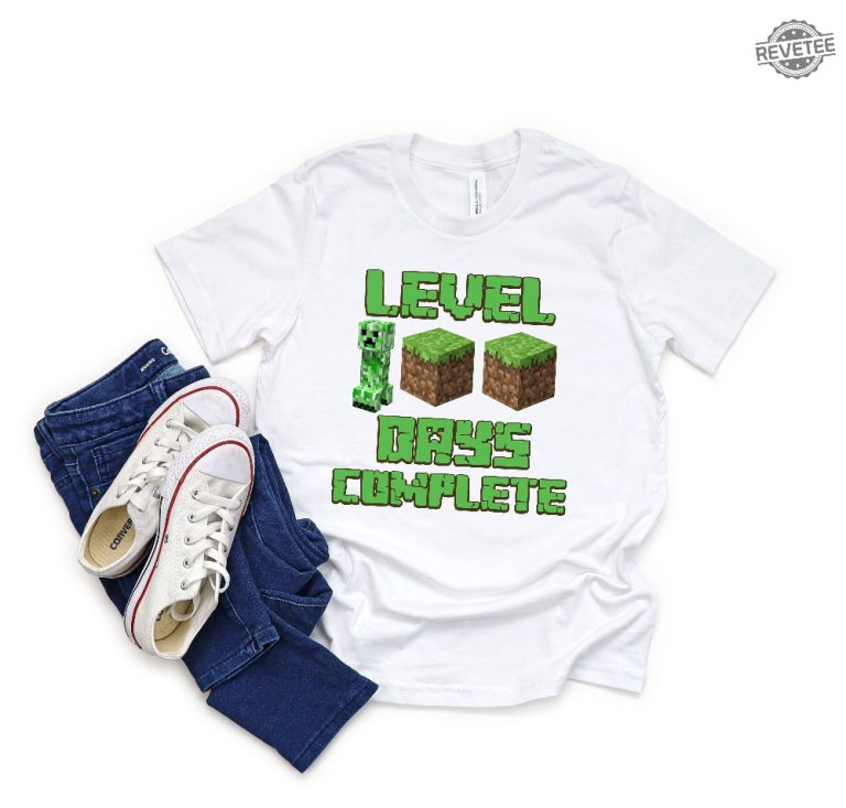 Minecraft 100 Days Of School Shirt Creeper Face Minecraft Shirt Level ...