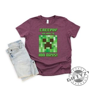 Minecraft Creepin My Way To 100 Days Tshirt Creeper Face Minecraft Sweatshirt 100 Days Of School Minecraft Hoodie Minecraft Shirt giftyzy 4