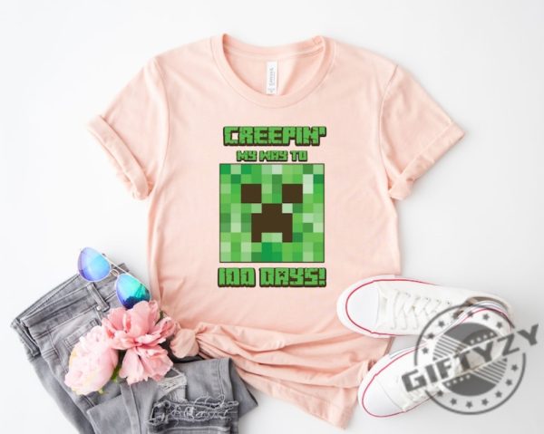 Minecraft Creepin My Way To 100 Days Tshirt Creeper Face Minecraft Sweatshirt 100 Days Of School Minecraft Hoodie Minecraft Shirt giftyzy 6