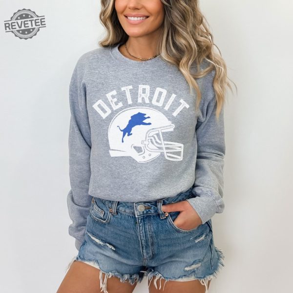 Detroit Michigan Crewneck Sweatshirt Detroit Inspired Football Fan Shirt Distressed Vintage 90S Sweatshirt Michigan Gifts Football Fan Unique revetee 1