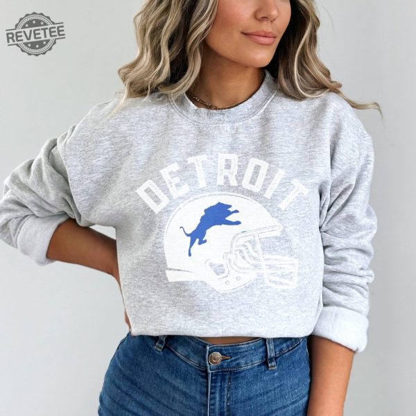 Detroit Michigan Crewneck Sweatshirt Detroit Inspired Football Fan Shirt Distressed Vintage 90S Sweatshirt Michigan Gifts Football Fan Unique revetee 4