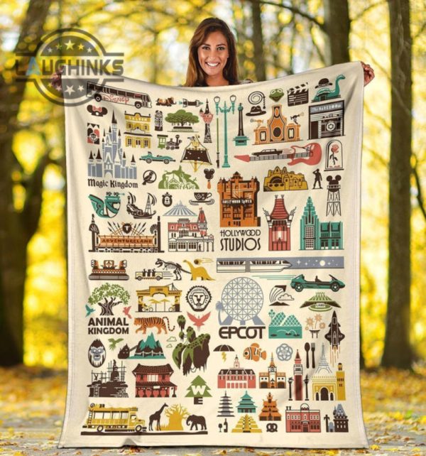 the four parks icons fleece blanket bedding decor idea sherpa cozy plush throw blankets 30x40 40x50 60x80 room decor gift laughinks 1