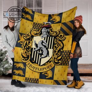 harry potter hufflepuff fleece blanket house badge fan gift sherpa cozy plush throw blankets 30x40 40x50 60x80 room decor gift laughinks 1 5