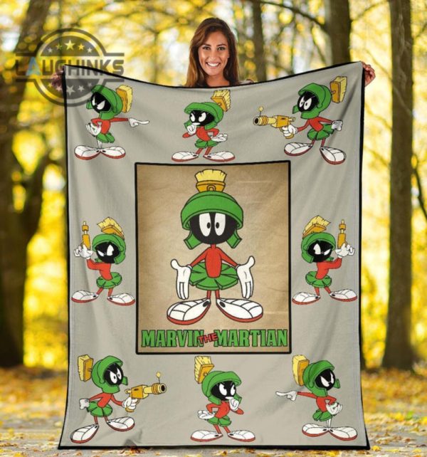 marvin the martian fleece blanket cartoon bedding decor idea sherpa cozy plush throw blankets 30x40 40x50 60x80 room decor gift laughinks 1