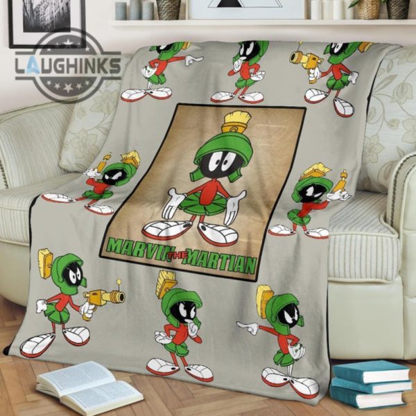 marvin the martian fleece blanket cartoon bedding decor idea sherpa cozy plush throw blankets 30x40 40x50 60x80 room decor gift laughinks 1 2