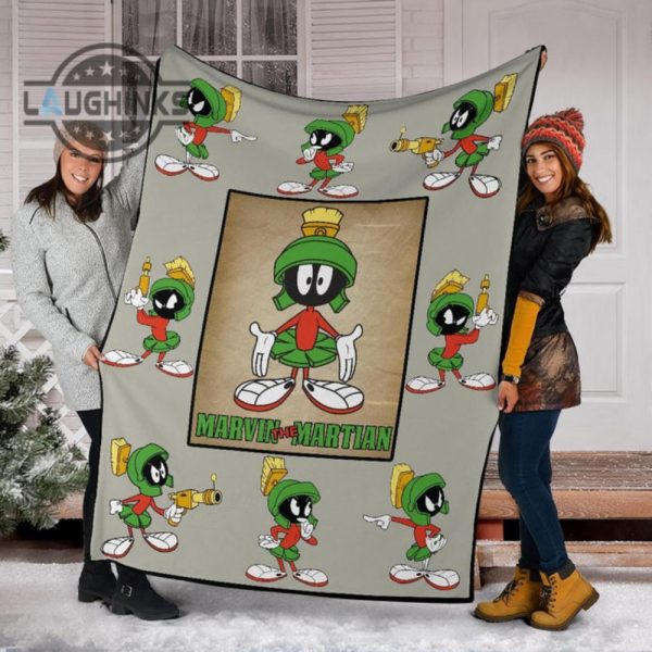 marvin the martian fleece blanket cartoon bedding decor idea sherpa cozy plush throw blankets 30x40 40x50 60x80 room decor gift laughinks 1 5