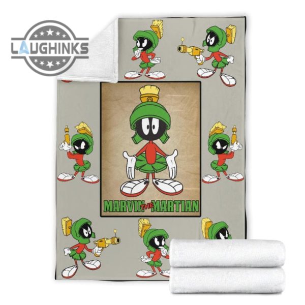 marvin the martian fleece blanket cartoon bedding decor idea sherpa cozy plush throw blankets 30x40 40x50 60x80 room decor gift laughinks 1 6