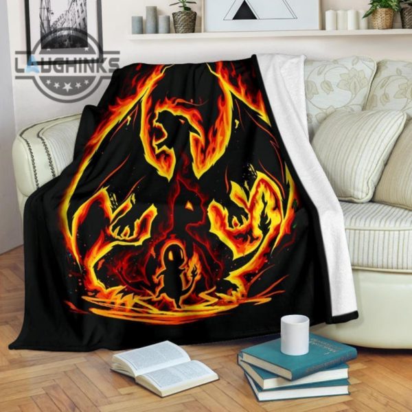 charizard fire blanket custom bedding anime decor sherpa cozy plush throw blankets 30x40 40x50 60x80 room decor gift laughinks 1