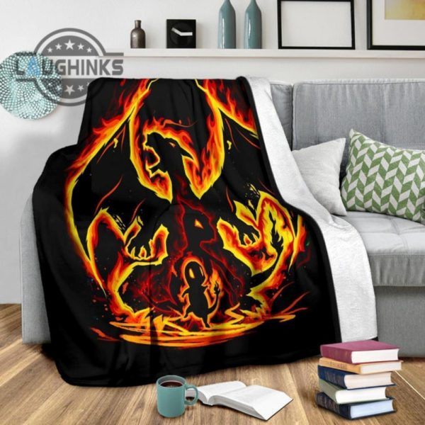 charizard fire blanket custom bedding anime decor sherpa cozy plush throw blankets 30x40 40x50 60x80 room decor gift laughinks 1 2