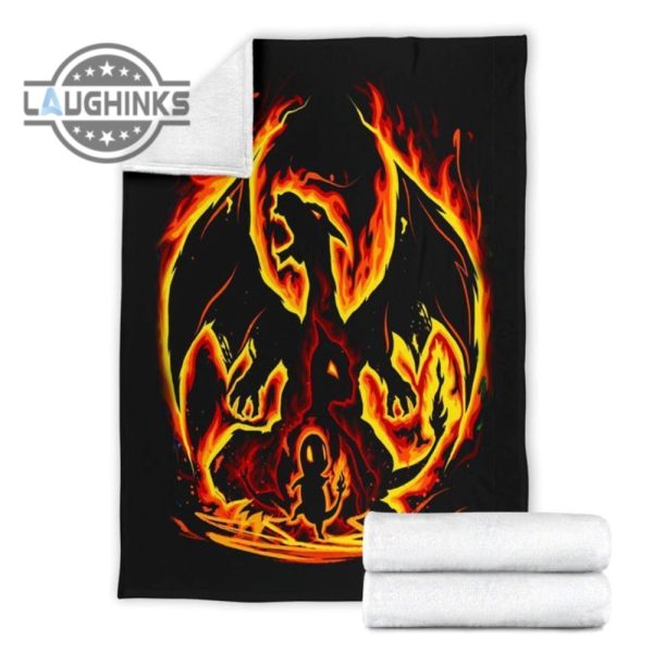 charizard fire blanket custom bedding anime decor sherpa cozy plush throw blankets 30x40 40x50 60x80 room decor gift laughinks 1 3